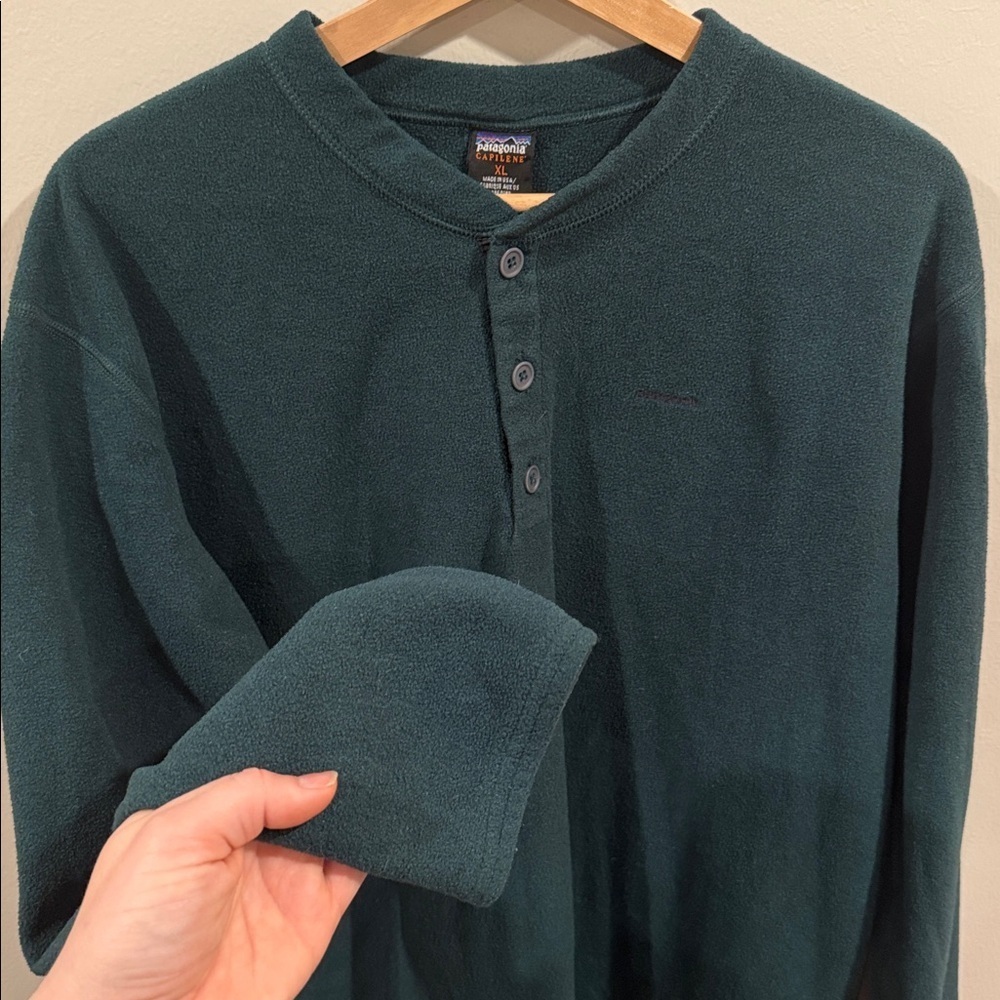 Patagonia Men's Capilene Long Sleeve Fleece Shirt Button Down Deep Green Size XL - Picture 4 of 4
